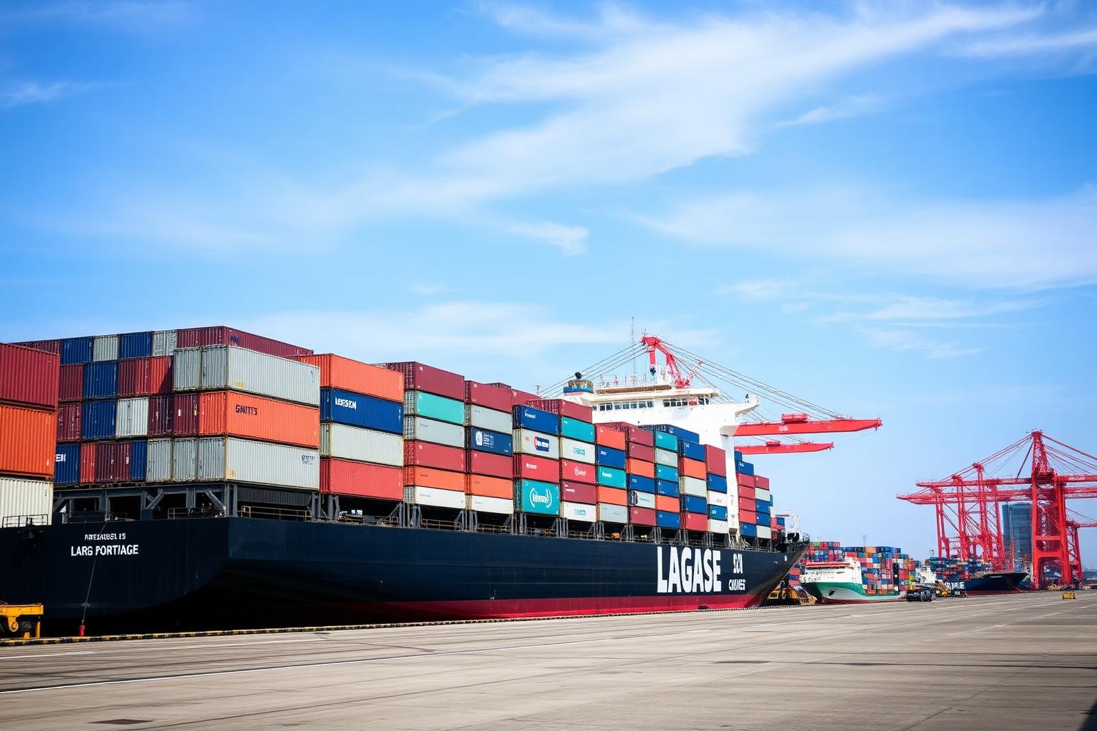 Container ship at an international port